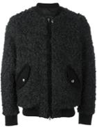 Christian Pellizzari Zipped Bomber Jacket, Men's, Size: 52, Black, Acrylic/polyamide/polyester/virgin Wool