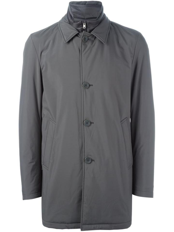Herno Peaked Lapels Jacket, Men's, Size: 52, Grey, Polyester/polyamide/acrylic