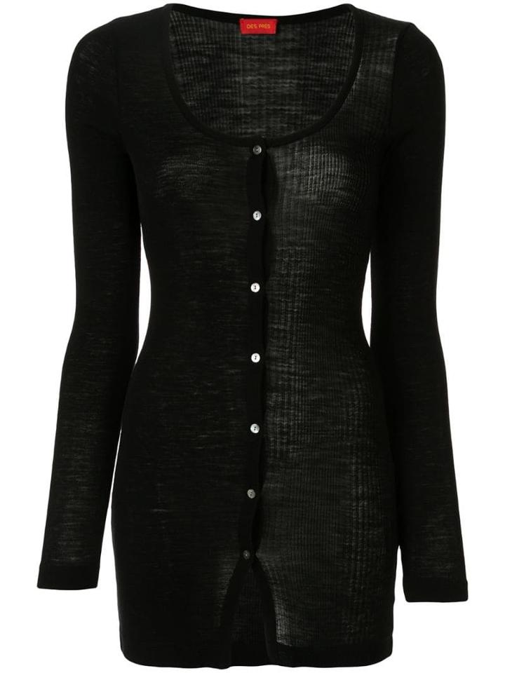 Des Prés Ribbed Mid-length Cardigan - Black