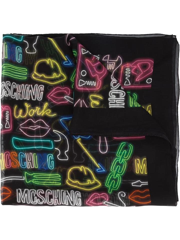 Moschino Neon Print Scarf