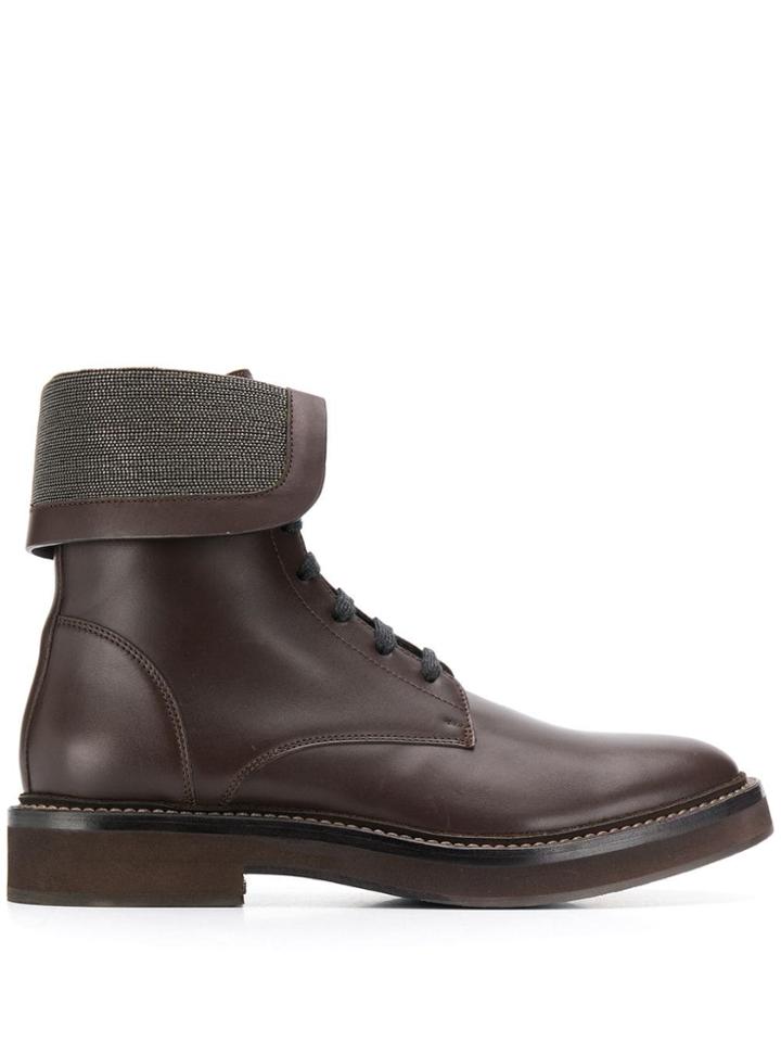 Brunello Cucinelli Foldover Ankle Boots - Brown