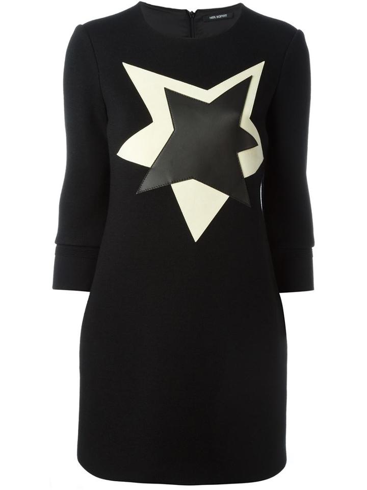 Neil Barrett 'pop Art Star' Dress, Women's, Size: 40, Black, Wool/modal/viscose/cotton