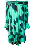 Just Cavalli Printed Off Shoulder Dress - Green