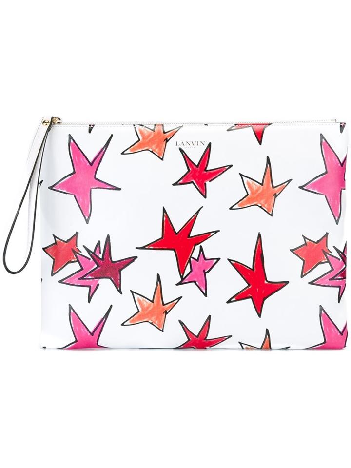 Lanvin Drawn Stars Clutch Bag, Women's, White