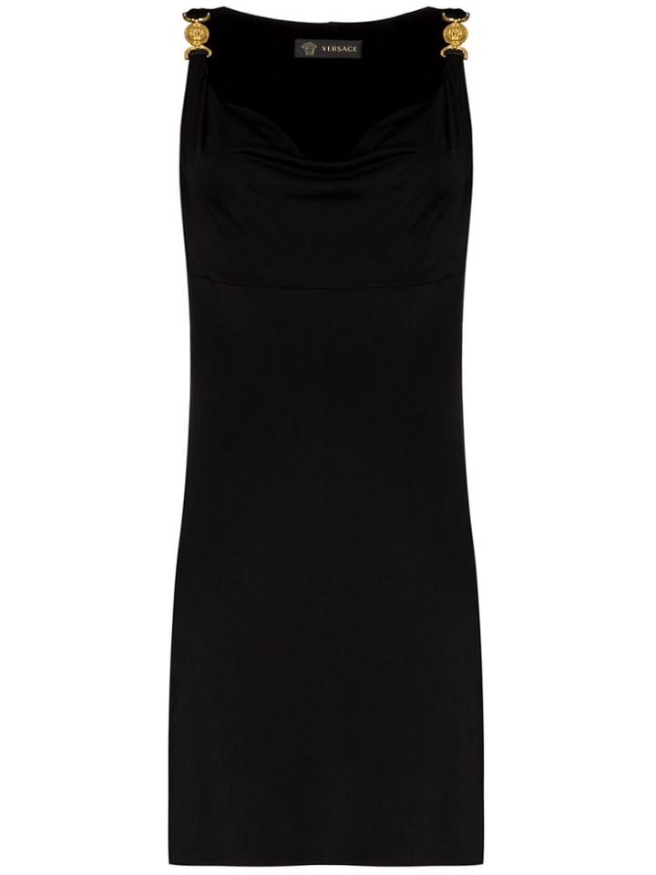 Versace Medusa Medallion Cowl-neck Dress - Black