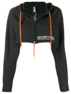 Mia-iam Cropped Drawstring Hoodie - Black