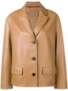 Prada Leather Single Breasted Jacket - Brown
