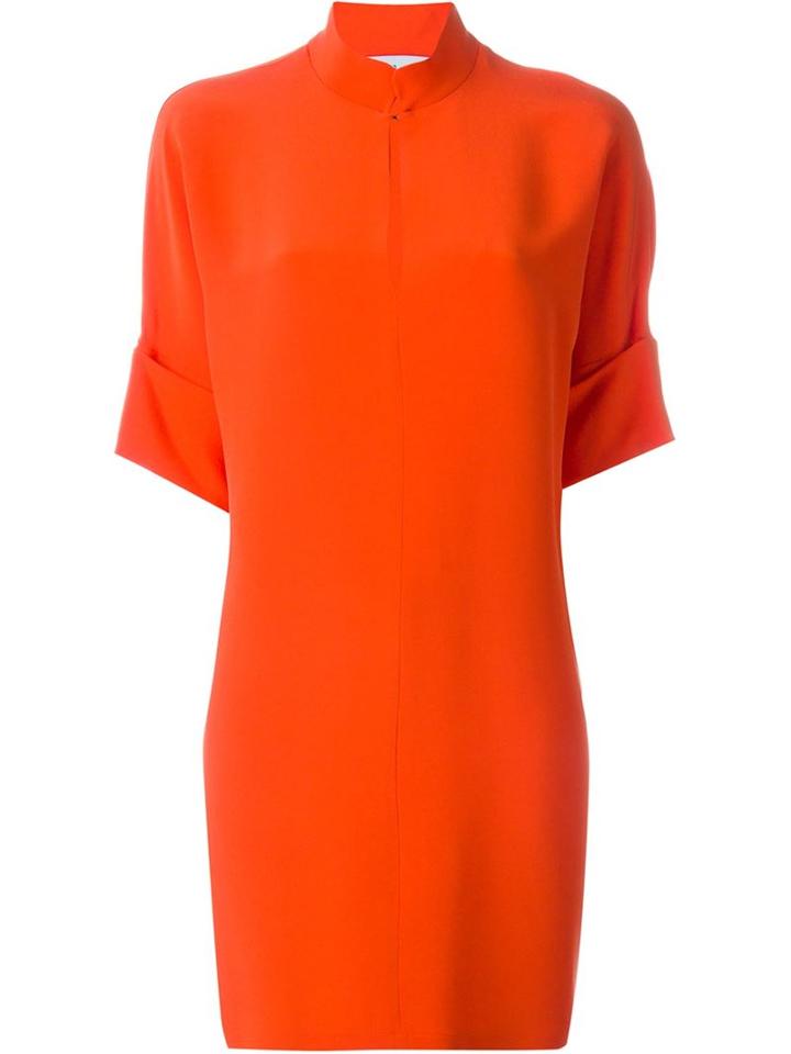 Gianluca Capannolo Mandarin Collar Shift Dress, Women's, Size: 42, Yellow/orange, Silk