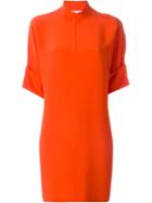 Gianluca Capannolo Mandarin Collar Shift Dress, Women's, Size: 42, Yellow/orange, Silk