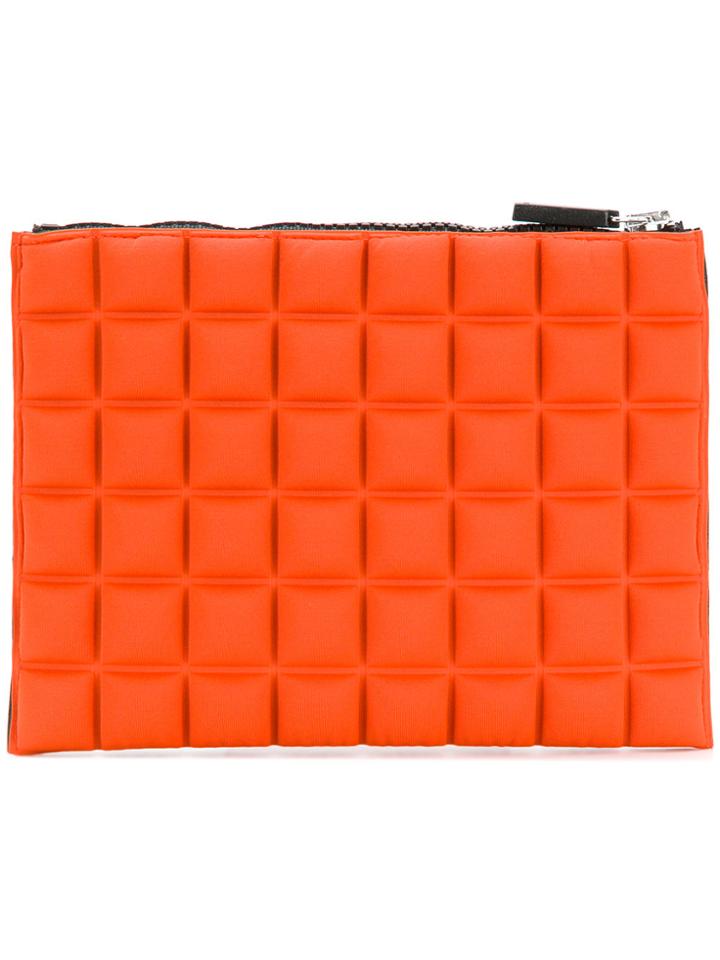 No Ka' Oi Medium Grid Textured Pouch - Yellow & Orange
