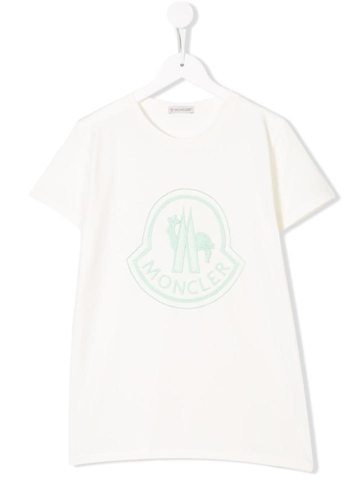 Moncler Kids Embroidered Logo T-shirt - White