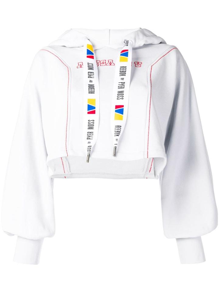 Reebok By Pyer Moss Cropped Slogan Hoodie - Grey