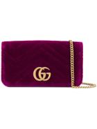 Gucci Chevron Textured Logo Clutch - Pink & Purple