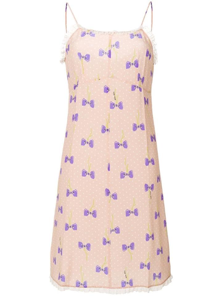 Miu Miu Bow Print Dress - Pink