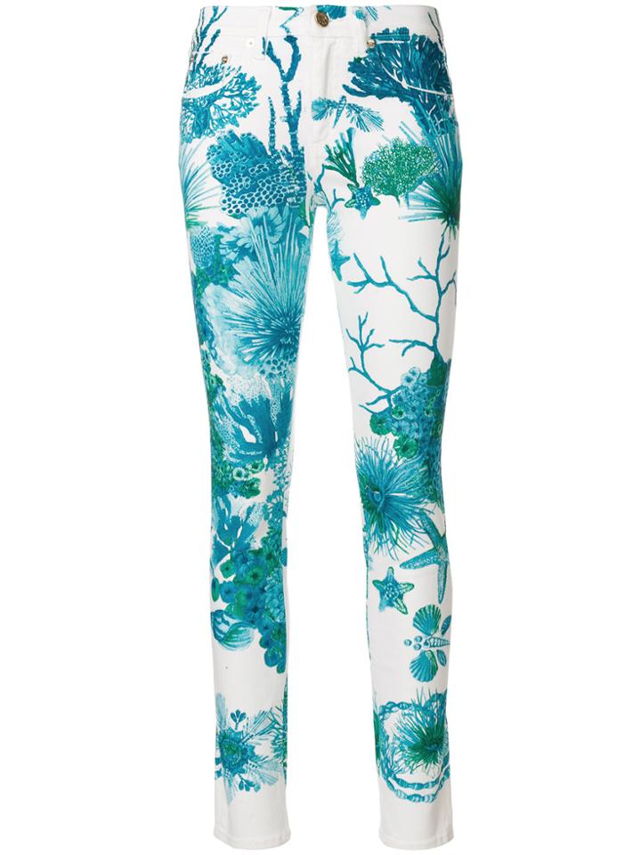 Roberto Cavalli Sea Print Jeans - White
