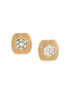 Chanel Vintage Square Textured Earrings - Gold
