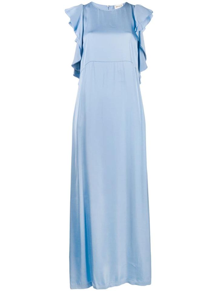 Semicouture Ruffle Sleeve Shift Dress - Blue