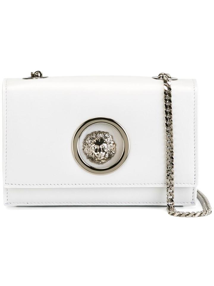 Versus Logo Plaque Shoulder Bag, Women's, White, Leather