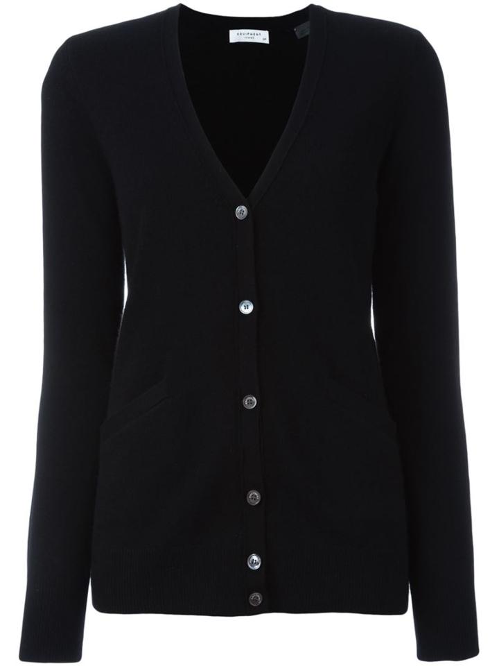 Equipment Classic Cardigan, Women's, Size: Large, Black, Cashmere