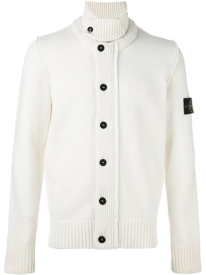 Stone Island Buttoned Cardigan, Men's, Size: Large, White, Polyamide/wool