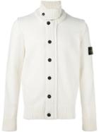Stone Island Buttoned Cardigan, Men's, Size: Large, White, Polyamide/wool