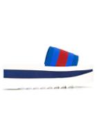 Stella Mccartney Striped Pool Sliders, Women's, Size: 40, Blue, Cotton/rubber
