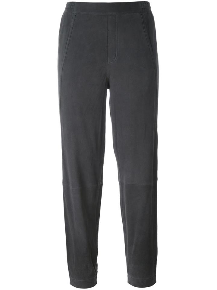 Steffen Schraut Tapered Cropped Trousers, Women's, Size: 38, Grey, Goat Suede/polyester/spandex/elastane
