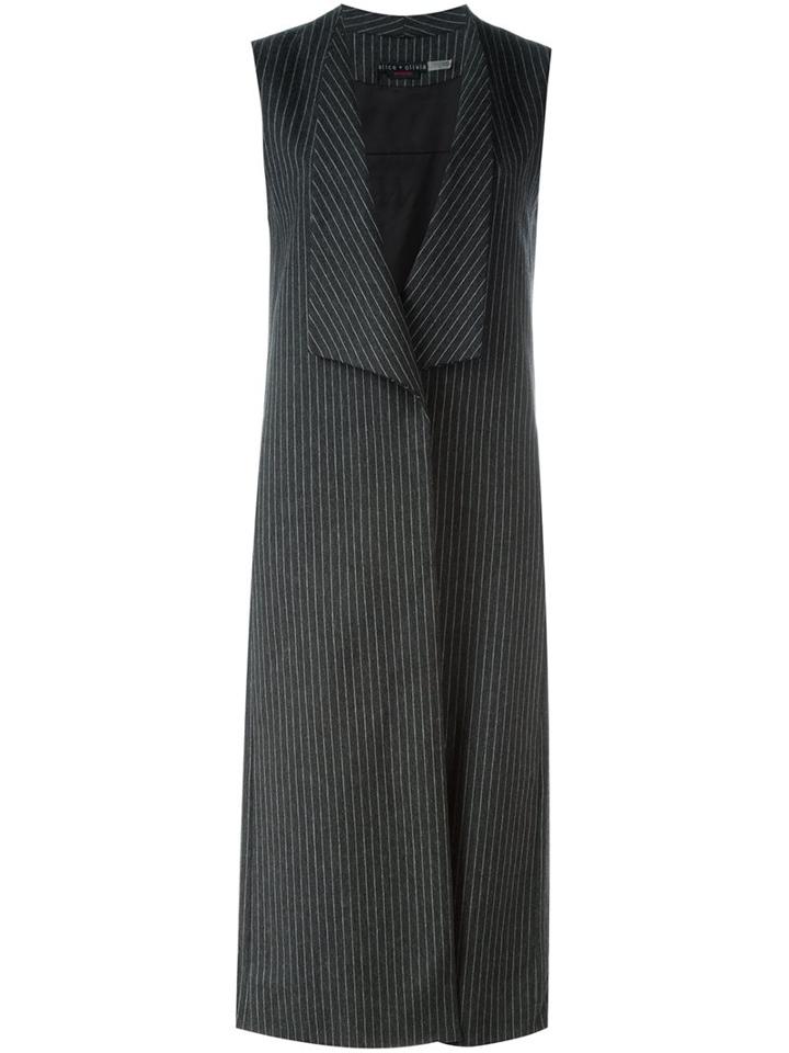 Alice+olivia Long Chalk Stripe Waistcoat