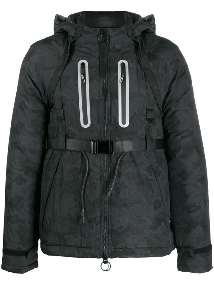 Hydrogen Harness Fastened Hooded Jacket - Black