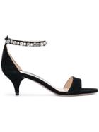 Prada Crystal Embellished Sandals - Black