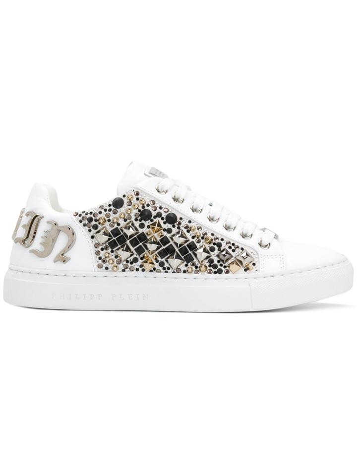 Philipp Plein Stud Embellished Sneakers - White