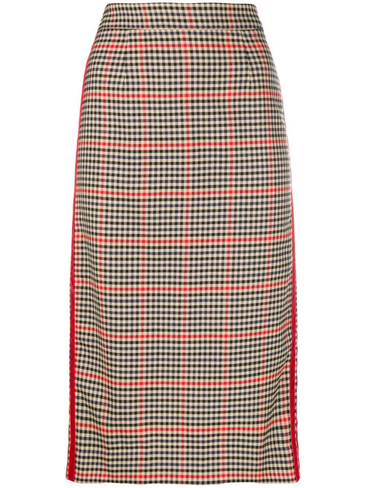 P.a.r.o.s.h. Checkered Print Pencil Skirt - Nude & Neutrals