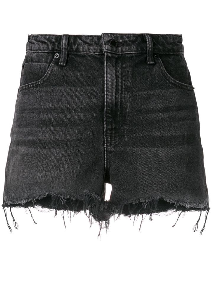 T By Alexander Wang Frayed Denim Shorts - Grey
