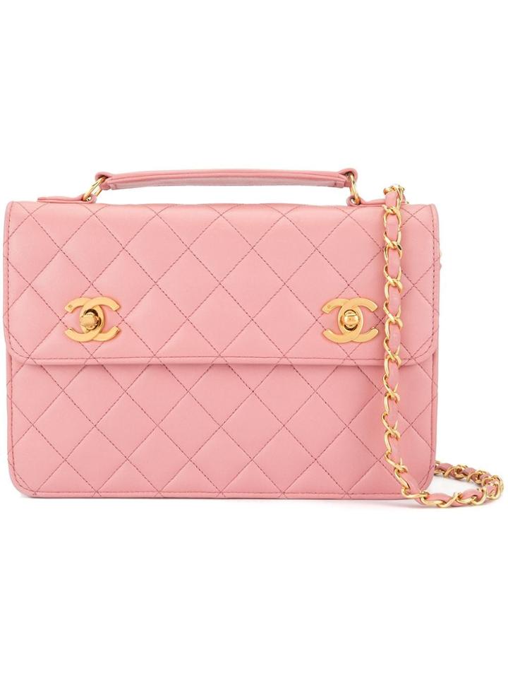 Chanel Vintage Cc Logos Chain 2way Hand Bag - Pink
