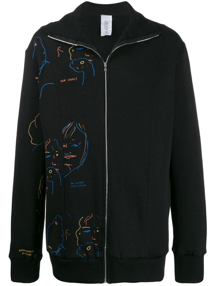 Bethany Williams Printed Cotton Zip Up Jacket - Black