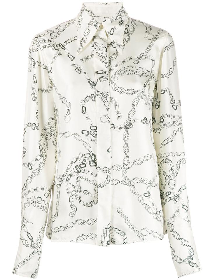 Victoria Beckham Textured Chain Print Shirt - White