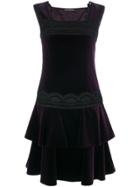 Alberta Ferretti Lace Trim And Frill Dress - Pink & Purple