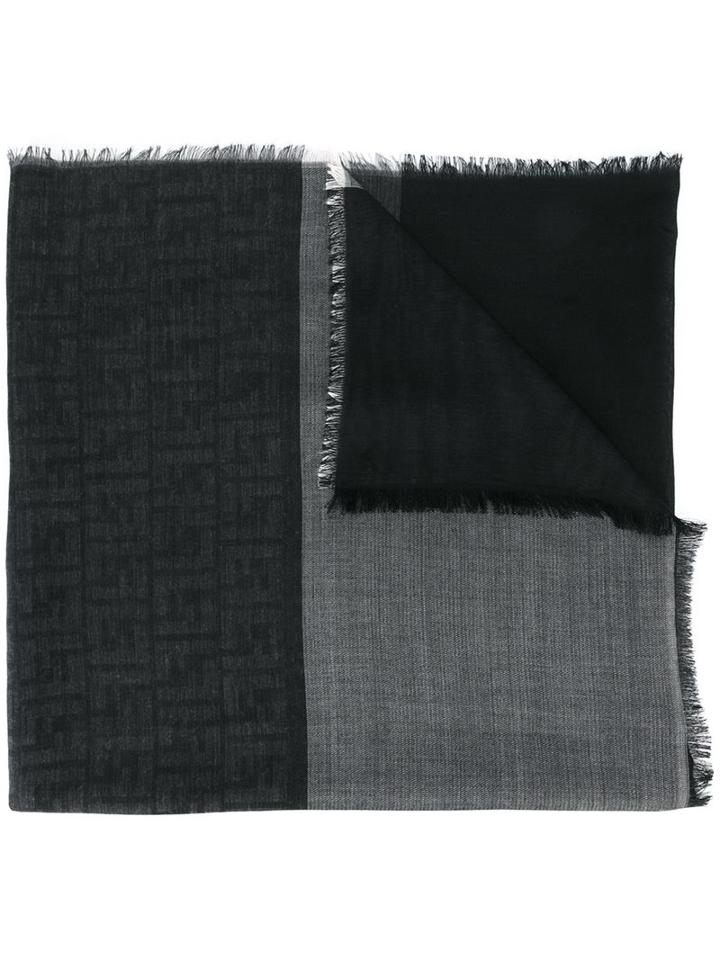 Fendi Checked Scarf, Men's, Black, Silk/modal/wool