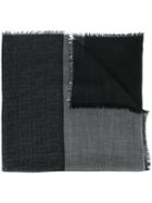Fendi Checked Scarf, Men's, Black, Silk/modal/wool