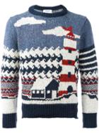 Thom Browne - Printed Knitted Sweater - Men - Mohair/wool - 1, Blue, Mohair/wool