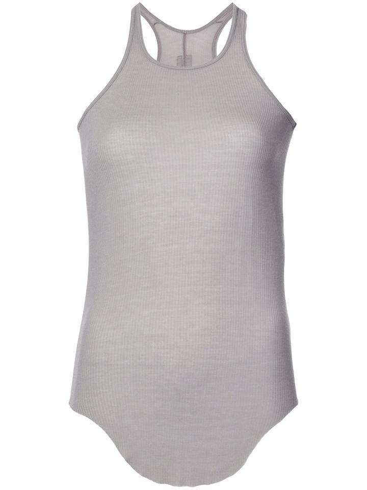 Rick Owens - Curved Hem Tank Top - Women - Silk/viscose - 42, Grey, Silk/viscose