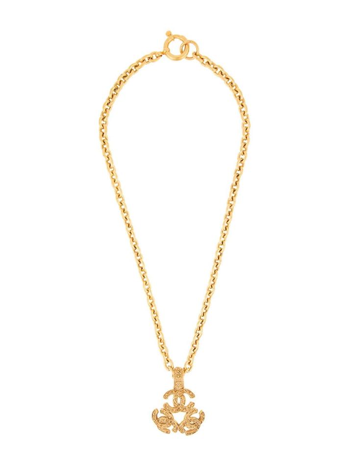 Chanel Vintage Logos Pendant Long Necklace - Metallic