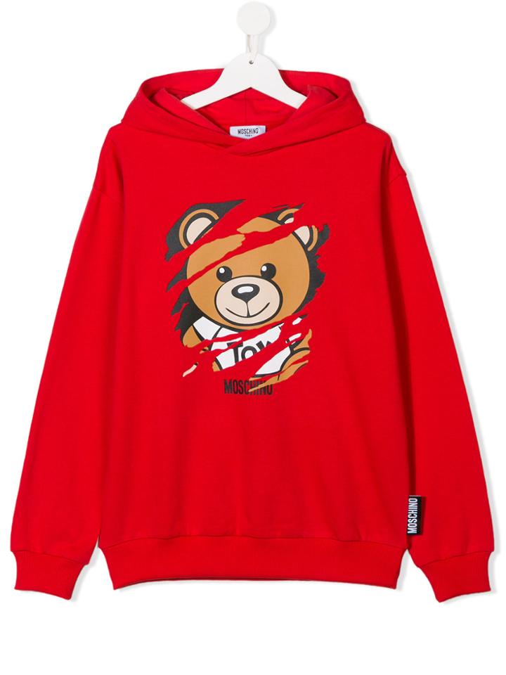 Moschino Kids Teen Teddy Bear Print Hoodie - Red