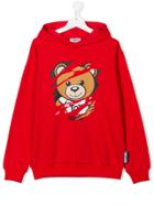 Moschino Kids Teen Teddy Bear Print Hoodie - Red