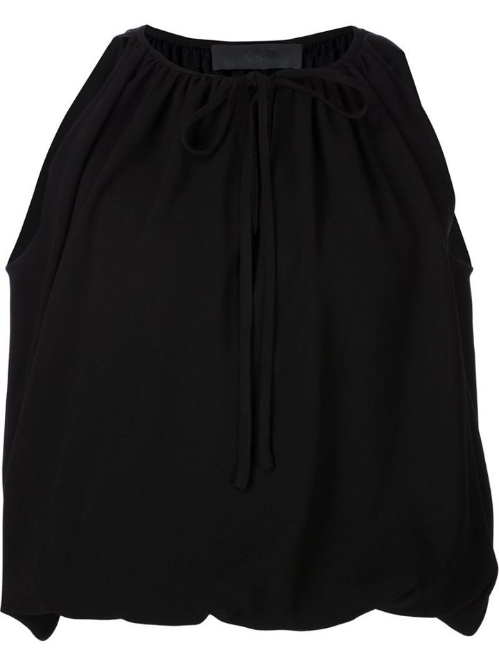 Co Sleeveless Ribbon Detail Top, Women's, Size: Large, Black, Polyester/triacetate