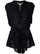 Rito - Stand Collar Blouse - Women - Cotton - 38, Black, Cotton