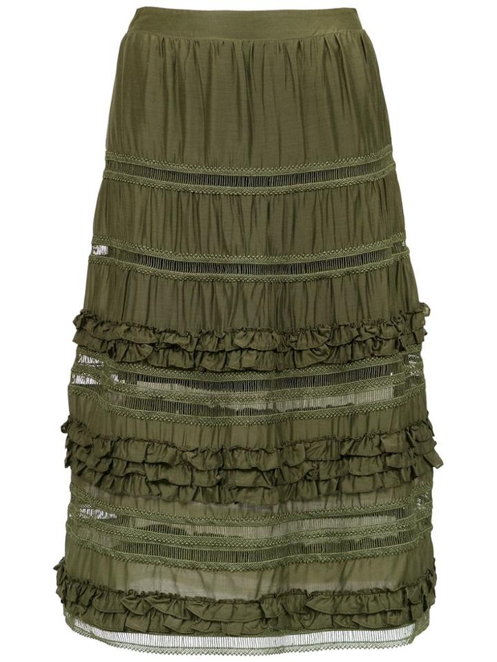 Olympiah Belvedere Silk Skirt - Green