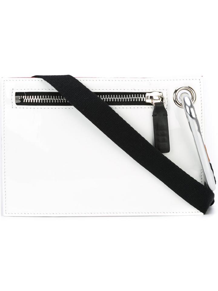 Msgm Bustina Uomo Bag, Men's, White, Calf Leather/polyester