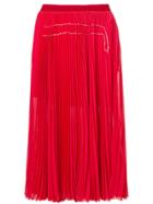 Aviù Pleated Mid-lenght Skirt - Red