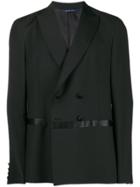 Sartorial Monk Double Breasted Stripe Blazer - Black